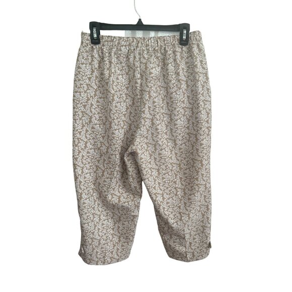 Alia Women's Tan & White Floral Print Capri Pants Size 12 - Picture 2 of 6